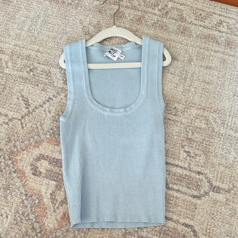 Princess Polly Ribbed Light Blue Tank Top (Issues Top Blue)